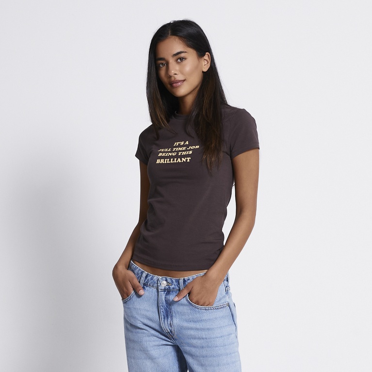 Printed baby tee "September" Brown